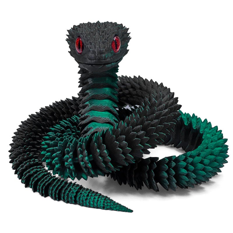 Binvin 3D Printed AnimalsSnake Viper3D Printed Snake Toys Articulated Snake 3D Printed Animals Animal Model Ornaments Creative Funny Toy Festival Gift for Frends Black Green 202Inch - Image 3