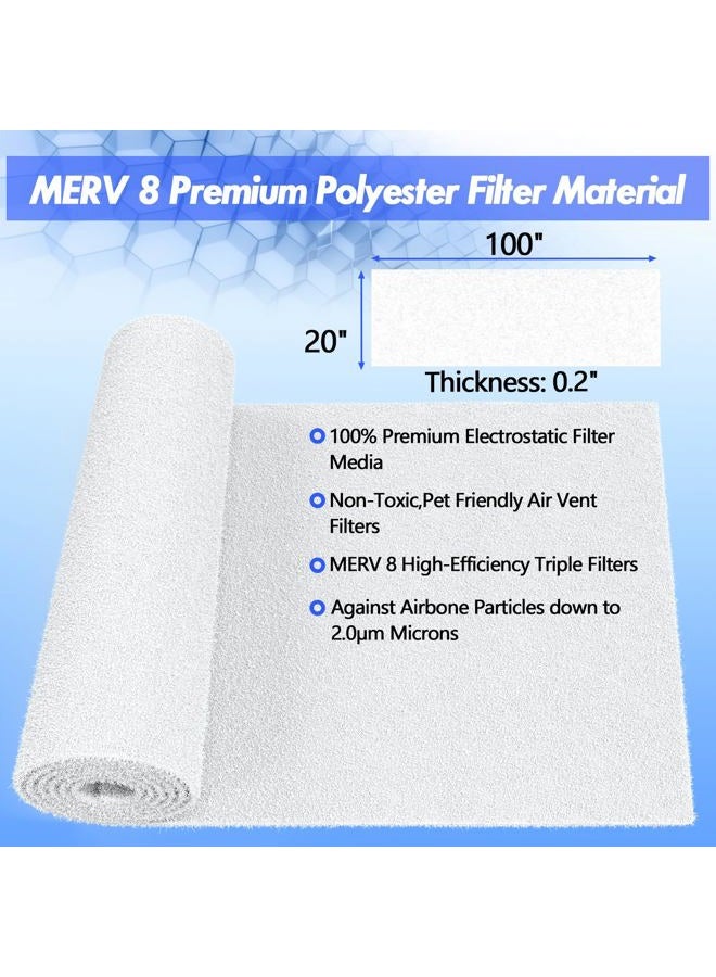 WAWINY Air Vent Filter Kit - 20" x 100" Cut to Fit Air Filters Materials MERV 8 Electrostatic Filter Media Furnace Filters for Home Floor, Ceiling, Grilles, Air Vent, Air Conditioner, AC, HVAC - Image 3