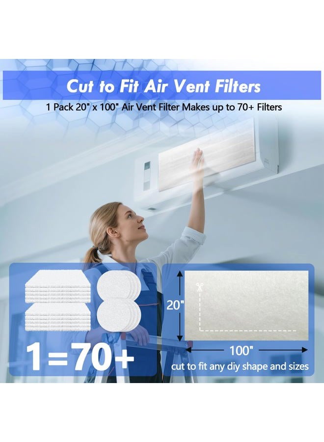 WAWINY Air Vent Filter Kit - 20" x 100" Cut to Fit Air Filters Materials MERV 8 Electrostatic Filter Media Furnace Filters for Home Floor, Ceiling, Grilles, Air Vent, Air Conditioner, AC, HVAC - Image 4