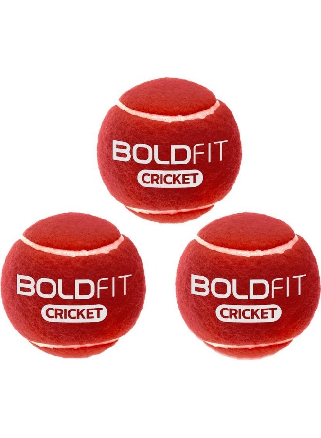 BOLDFIT BOLDFIT Tennis Ball Hard Tennis Cricket Ball Red Hard Tennis Ball for Cricket Practice Tennis Ball  (Standard, Pack of 3, Red)  - Image 1
