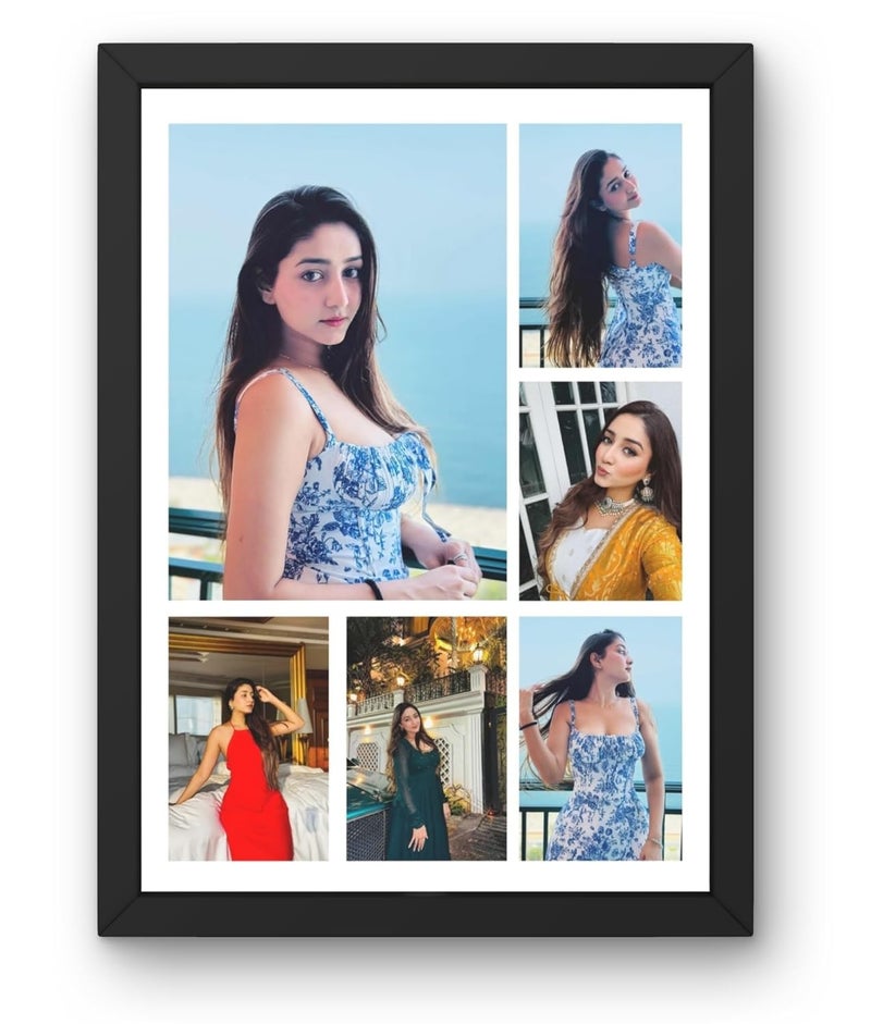 ARCAPTURE Wood Personalised Photo Frame | Square Photos Collage | Personalized Black Photo Frame Wall Mount With Photo Upload For Couple,Family,Kids In Bedroom,Living Room And Gift (12 X 9 Inch) - Image 1