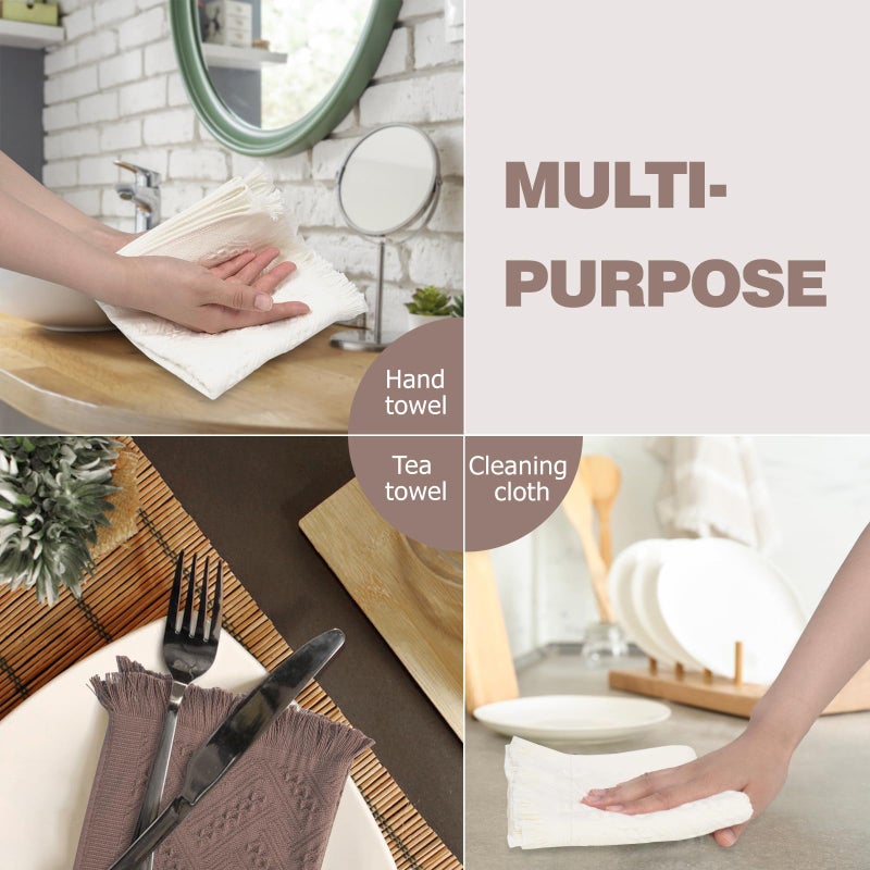 YoulerTex Luxury Decorative Hand Towels Bathroom: 2 Packs 14X30 100% Cotton Turkish Absorbent Soft Face Towel Set for Boho Bathroom Decor Kitchen Hotel Spa Farmhouse Guest Tea Gift (Brown  14?30"") - Image 3