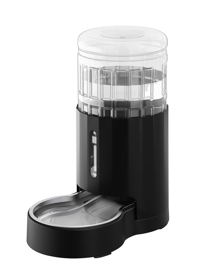 موزع مياه للحيوانات الأليفة، موزع مياه الجاذبية 4 لتر للقطط مع نافذة مرئية، موزع مياه للكلاب/القطط/الحيوانات الأليفة، أسود - Image 1