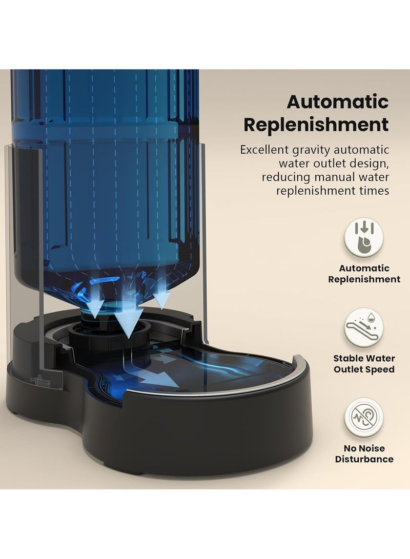 موزع مياه للحيوانات الأليفة، موزع مياه الجاذبية 4 لتر للقطط مع نافذة مرئية، موزع مياه للكلاب/القطط/الحيوانات الأليفة، أسود - Image 2