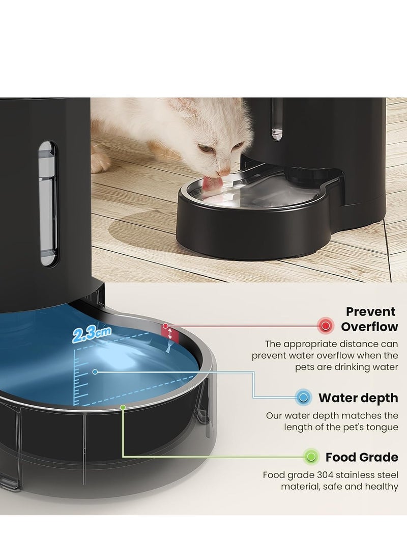 موزع مياه للحيوانات الأليفة، موزع مياه الجاذبية 4 لتر للقطط مع نافذة مرئية، موزع مياه للكلاب/القطط/الحيوانات الأليفة، أسود - Image 3