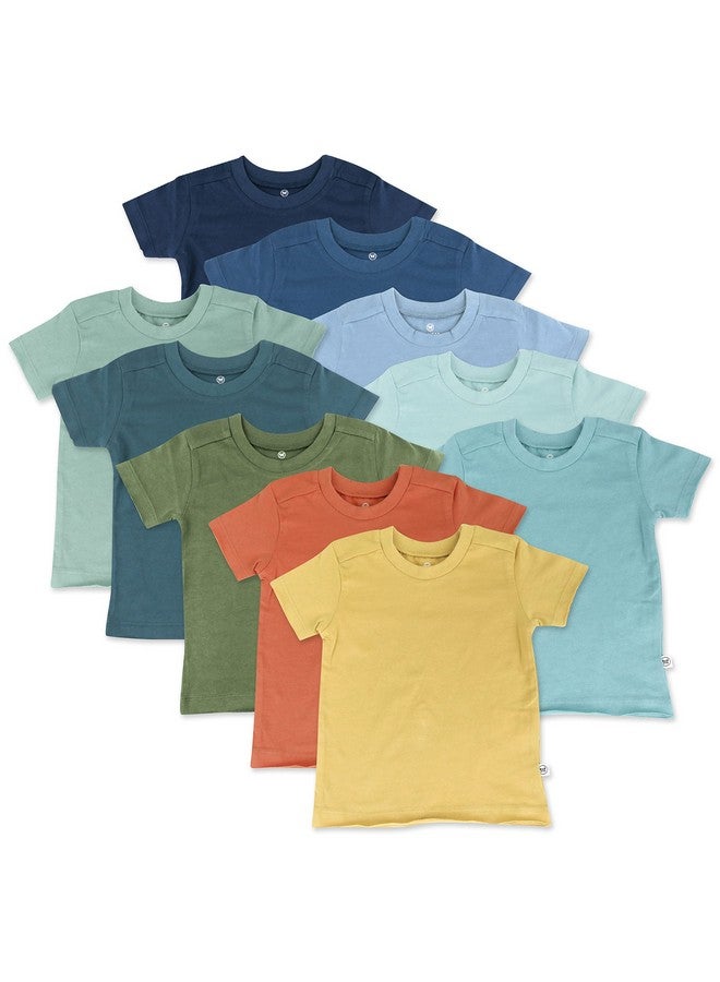 HonestBaby HonestBaby Unisex Baby Organic Cotton Short Sleeve Multipack and Toddler T-Shirt Set, 10-Pack Rainbow Gems Blues, 5T US  - Image 1