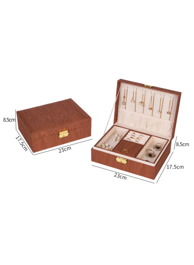 Portable New elry Box Retro elry Storage Box Earrings Earrings Ring Large Capacity Double Layer elry Storage Box