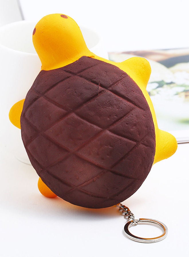 NIBEMINENT Stylish Leather Key Ring Brown/Yellow - Image 2