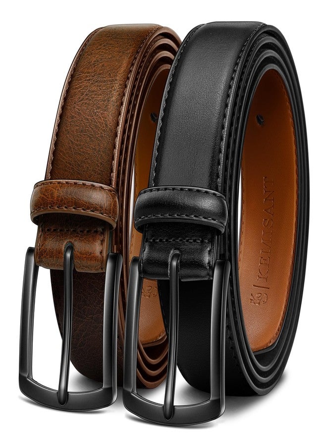 KEMISANT Men Belt 2Pack - Genuine Leather Belt for Men Dress Casual Golf Jeans 1 3/8" (Black/Deep Brown,40"-42" Waist Adjustable) - Image 1