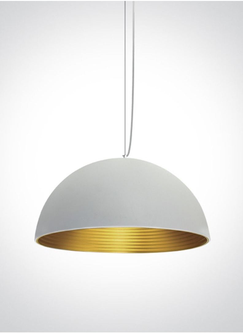 Generic Dome Modern Shade Suspension Light ,Dining Table Suspension,Bar Light, Kitchen Suspension,Diameter 40 cm,Circular , E 27 Socket,White - Brass  Finish,Cable Height Adjustable Up to 1.6 meters  - Image 1