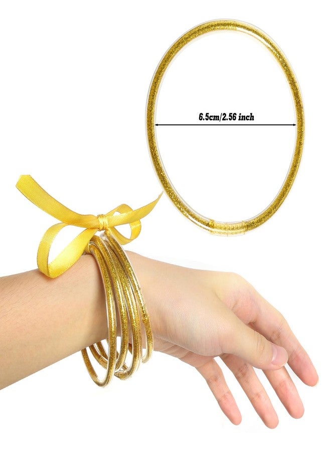 SUMERSHA 10Pcs Glitter Jelly Bangles Bracelets for Women Soft Silicone Glitter Filled Bracelets Sparkling Fashion Bangles - Image 2