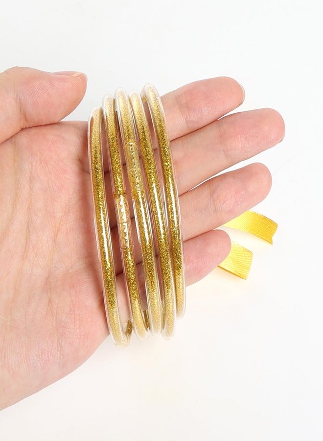 SUMERSHA 10Pcs Glitter Jelly Bangles Bracelets for Women Soft Silicone Glitter Filled Bracelets Sparkling Fashion Bangles - Image 4
