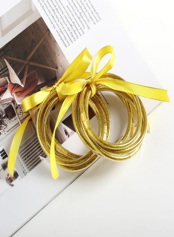 SUMERSHA 10Pcs Glitter Jelly Bangles Bracelets for Women Soft Silicone Glitter Filled Bracelets Sparkling Fashion Bangles - Image 3