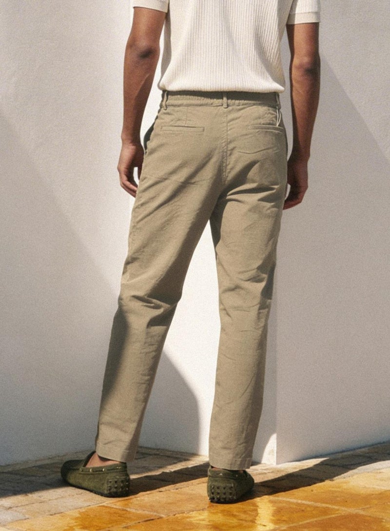 Dennis Lingo Olive Cotton Solid Full Chinos Slim Trouser For Men - Image 5