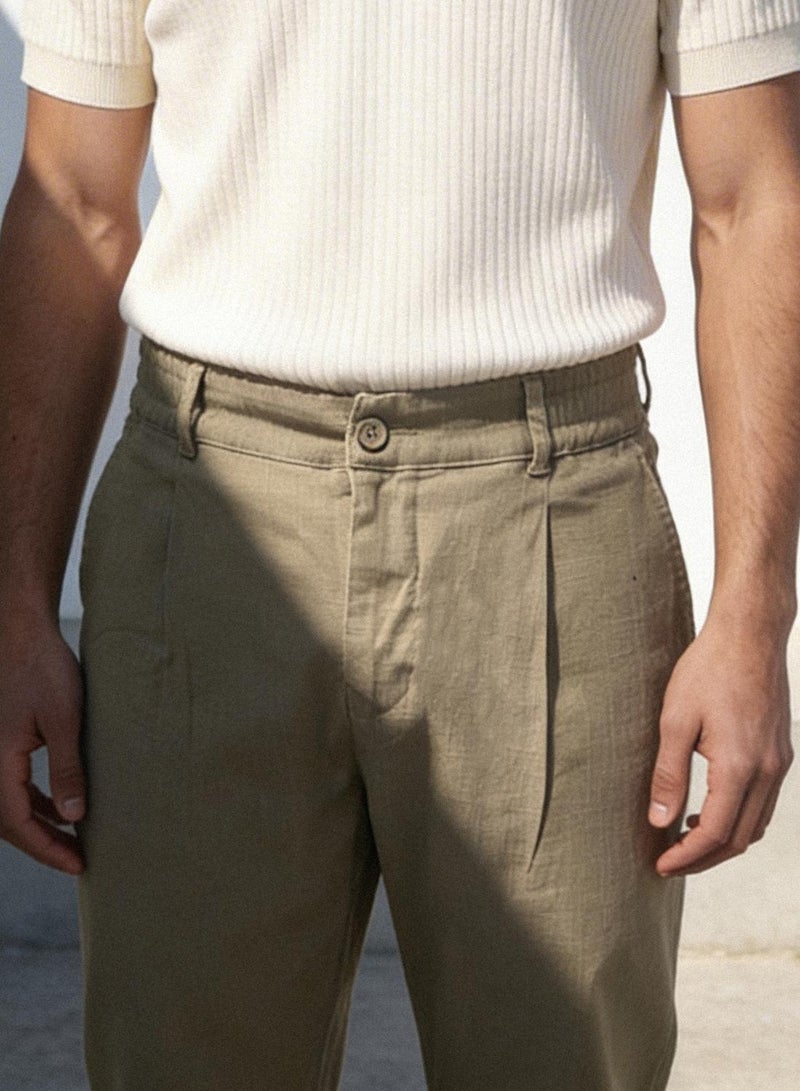 Dennis Lingo Olive Cotton Solid Full Chinos Slim Trouser For Men - Image 2