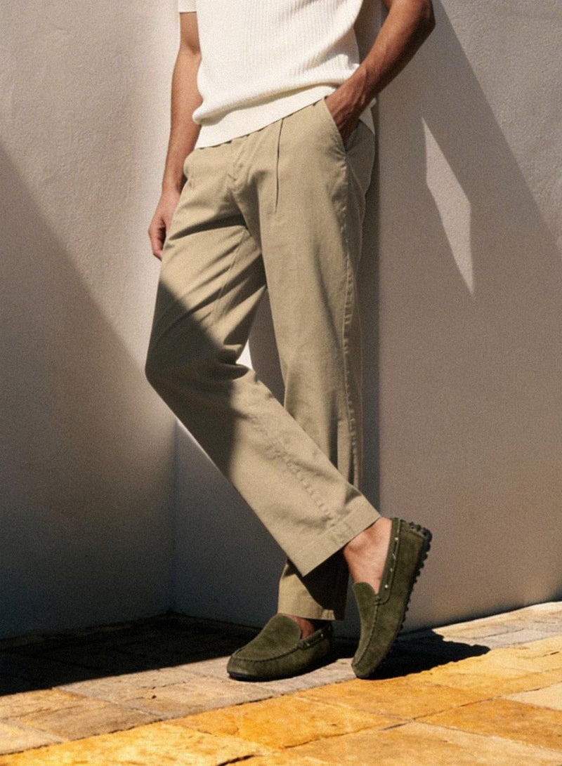 Dennis Lingo Olive Cotton Solid Full Chinos Slim Trouser For Men - Image 4