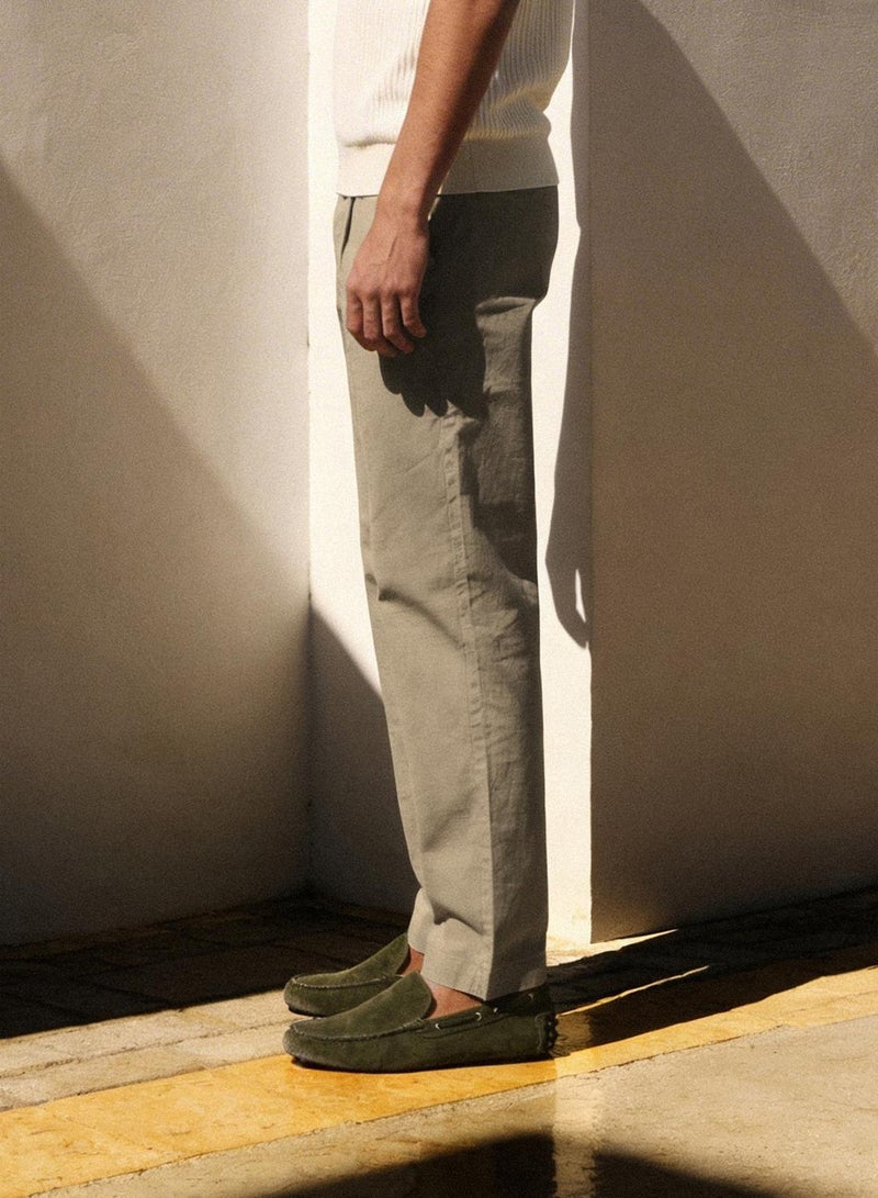 Dennis Lingo Olive Cotton Solid Full Chinos Slim Trouser For Men - Image 3