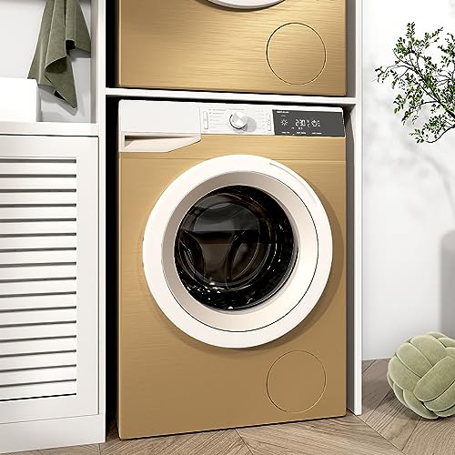 Wallercity 12''x78.7'' Gold Stainless Steel Wallpaper Waterproof Self-Adhesive Golden Metallic Peel and Stick Wallpaper Vinyl Refrigerator Wrap Contact Paper for Appliances Dishwasher Cabinets - Image 5