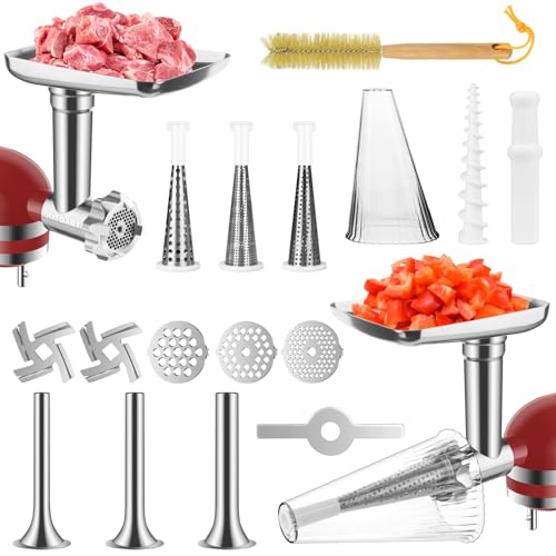 KITOART Fruit & Vegetable Strainer Attachment and Food Meat Grinder Attachment for Kitchenaid Stand Mixer with Sausage Stuffer Tubes and Fruits Juicer Auger Strainer - Image 1