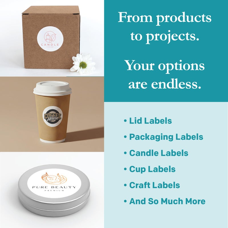 Premium Label Supply White Sticker Round Labels â€“ 2" Circle â€“ Laser/Inkjet Compatible â€“ (20 per Sheet), 25 Sheets â€“ 500 Total Adhesive Labels - Image 2