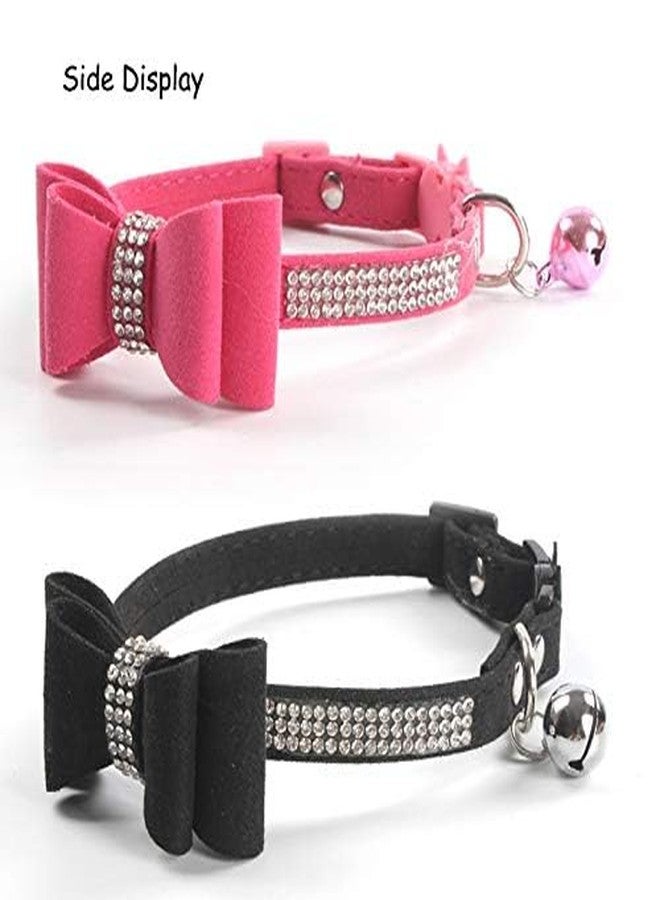 CHUKCHI 2 Pack Cat Collar Bling Diamond Breakaway with Cute Bow Tie and Bell for Kitty and Some Puppies, Adjustable from 7.8-10.5 Inch - Image 3