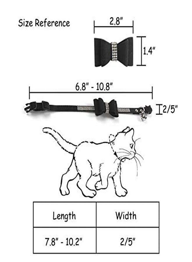 CHUKCHI 2 Pack Cat Collar Bling Diamond Breakaway with Cute Bow Tie and Bell for Kitty and Some Puppies, Adjustable from 7.8-10.5 Inch - Image 5