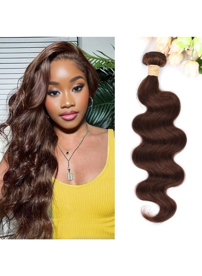 ALLRUN Brown Body Wave Bundle Human Hair 16 Inch Hair Weave Human Hair 1 Bundle 10A 100 Unprocessed Brazilian Remy Virgin Raw Hair Extensions 4 Color Reddish Brown - Image 2