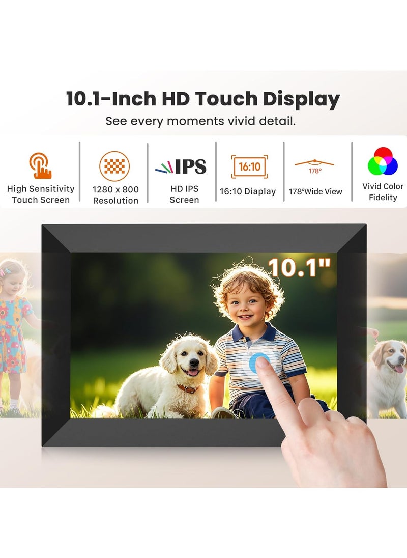 JIJI - 10.1-Inch WiFi Digital Photo Frame, HD IPS Touchscreen, 32GB Storage, Auto-Rotate, Instant Photo & Video Sharing via Uhale App, Smart Digital Frame for Home Décor & Gifts - Image 1