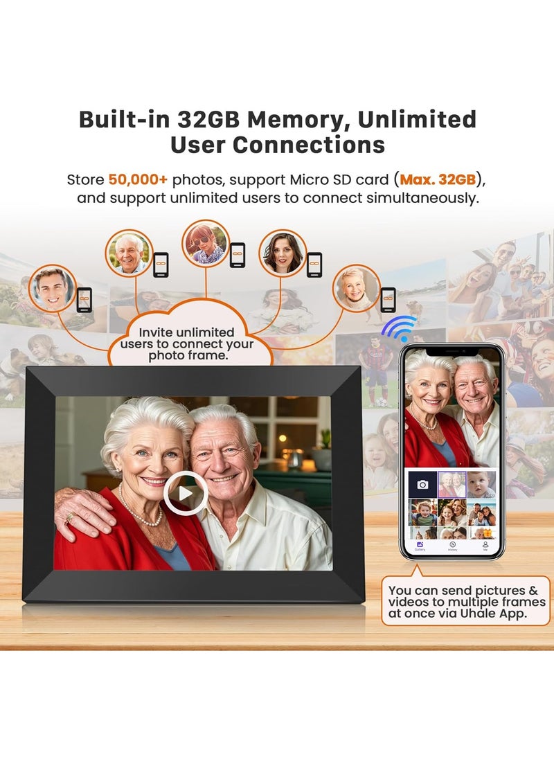 JIJI - 10.1-Inch WiFi Digital Photo Frame, HD IPS Touchscreen, 32GB Storage, Auto-Rotate, Instant Photo & Video Sharing via Uhale App, Smart Digital Frame for Home Décor & Gifts - Image 1