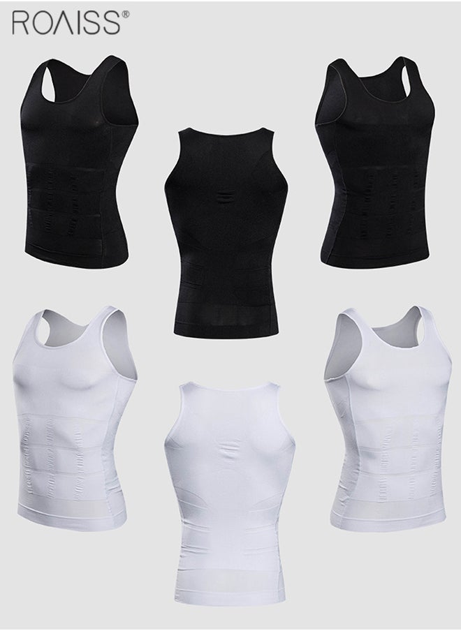 roaiss - 2 Pack Mens Slimming Shirt Body Shaper Vest Compression Shirt Chest Control Shapewear Abdomen Undershirt - Image 1