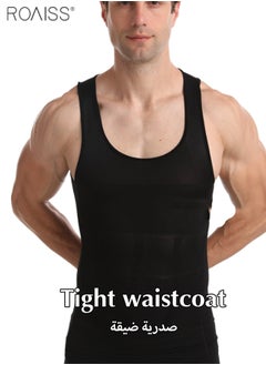 roaiss 2 Pack Mens Slimming Shirt Body Shaper Vest Compression Shirt Chest Control Shapewear Abdomen Undershirt  - Image 4
