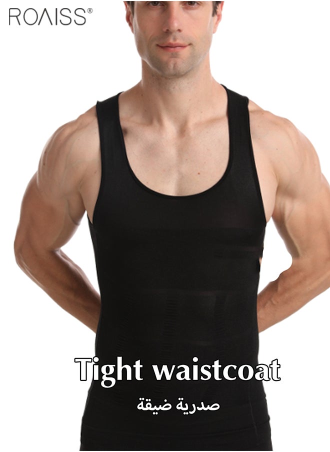 roaiss - 2 Pack Mens Slimming Shirt Body Shaper Vest Compression Shirt Chest Control Shapewear Abdomen Undershirt - Image 1