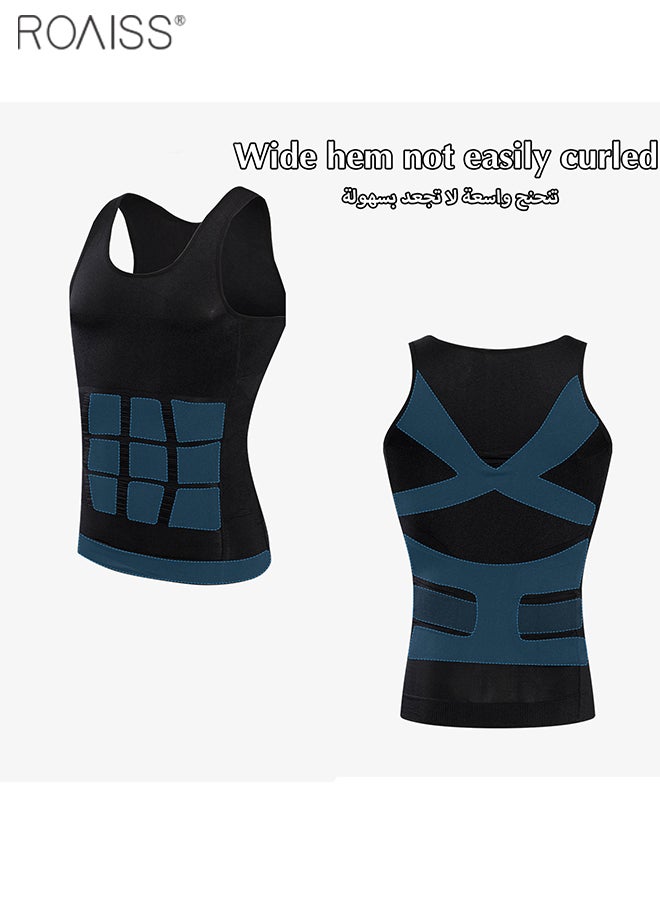 roaiss - 2 Pack Mens Slimming Shirt Body Shaper Vest Compression Shirt Chest Control Shapewear Abdomen Undershirt - Image 1