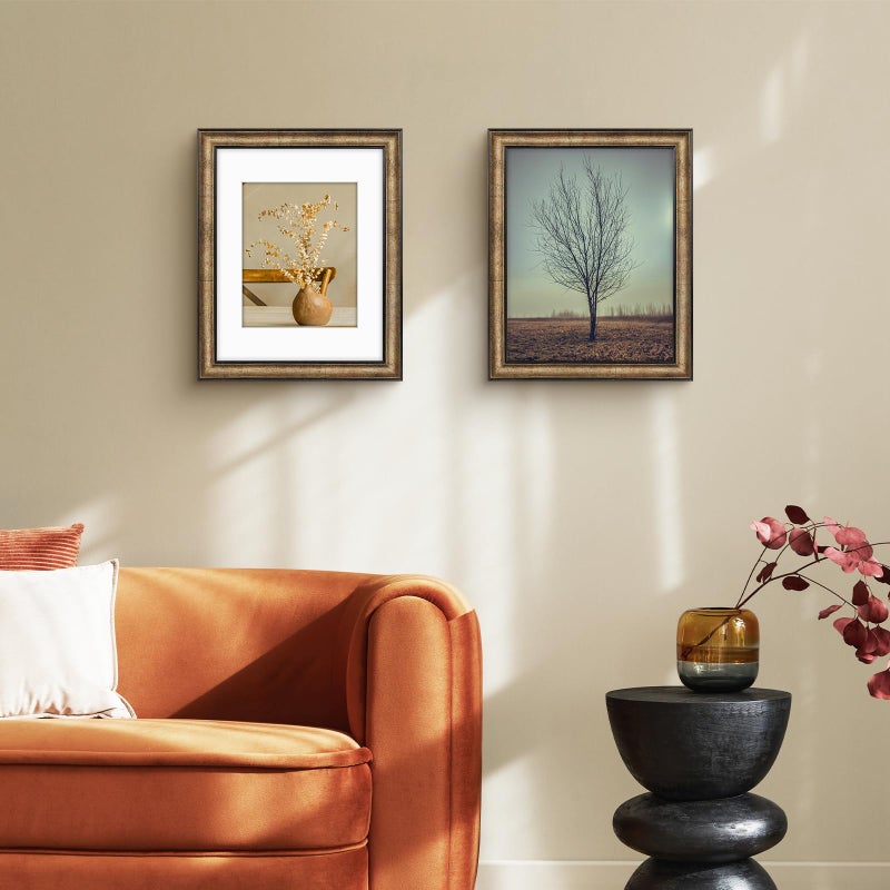 Golden State Art, 11x14 Photo Frame with Mat for Pictures 8x10 and Real Glass (Dark Gold Brown & Bronze Pewter Panel with White Color Mat, 1.25 Inch Frame Border) - Image 5