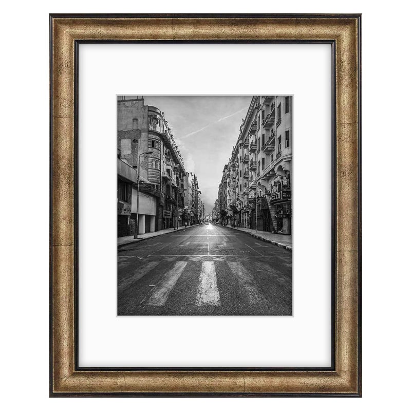 Golden State Art, 11x14 Photo Frame with Mat for Pictures 8x10 and Real Glass (Dark Gold Brown & Bronze Pewter Panel with White Color Mat, 1.25 Inch Frame Border) - Image 1