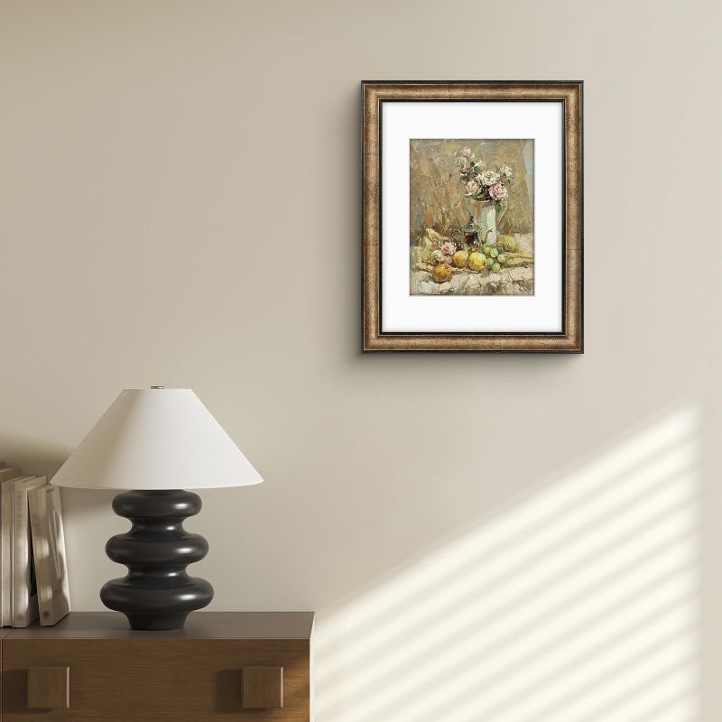 Golden State Art, 11x14 Photo Frame with Mat for Pictures 8x10 and Real Glass (Dark Gold Brown & Bronze Pewter Panel with White Color Mat, 1.25 Inch Frame Border) - Image 2