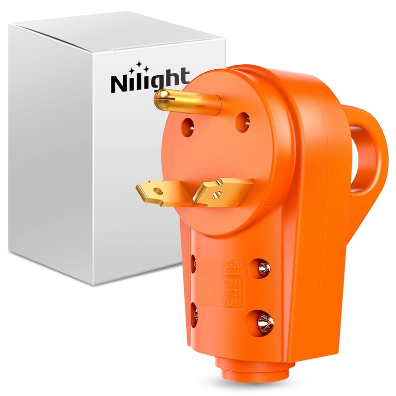 Nilight 30 Amp RV Replacement Plug 125 Volt Heavy Duty Male with Handle ETL Listed NEMA TT-30P for Camper Caravan Motorhome Van Trailer - Image 1