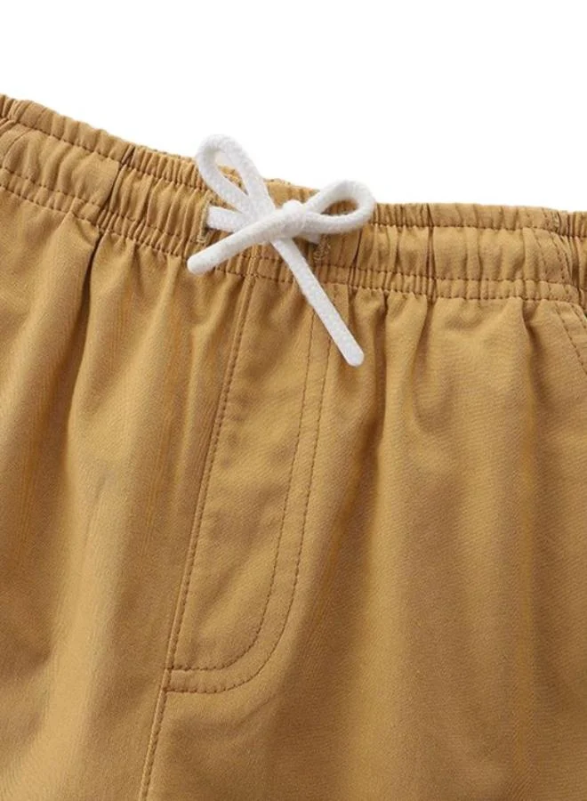 YUNIQEE Khaki Regular Fit Mid Rise Solid Shorts