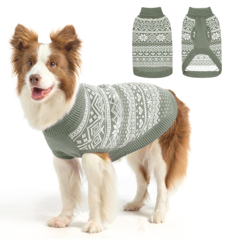 HOMIMP Dog Sweater Argyle - Warm Sweater Winter Clothes Puppy Soft Coat, Ugly Dog Sweater for Small Medium and Large Dogs, Pet Clothing Boy Girl, Grey L - Image 1