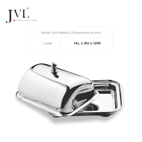JVL Stainless Steel Butter Dish with Lid & Knob, Anti-Slip Base, Hygienic, Rust-Resistant Butter Container for Refrigerator & Table Use - 250g - Image 4