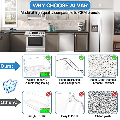 Alvar [2 PACK]Upgraded 240324502 Refrigerator Door Bin Shelf Compatible with Frigidaire Kenmore Refrigerator Door Shelf Parts PS429767, AP2549806, LFSS2312TE0, LFSS2312TF0, FFSS2315TE0, FFSS2315TS0 Door Bin - Image 5