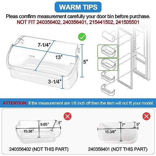 Alvar [2 PACK]Upgraded 240324502 Refrigerator Door Bin Shelf Compatible with Frigidaire Kenmore Refrigerator Door Shelf Parts PS429767, AP2549806, LFSS2312TE0, LFSS2312TF0, FFSS2315TE0, FFSS2315TS0 Door Bin - Image 3