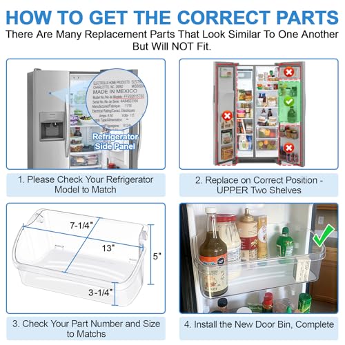 Alvar [2 PACK]Upgraded 240324502 Refrigerator Door Bin Shelf Compatible with Frigidaire Kenmore Refrigerator Door Shelf Parts PS429767, AP2549806, LFSS2312TE0, LFSS2312TF0, FFSS2315TE0, FFSS2315TS0 Door Bin - Image 4