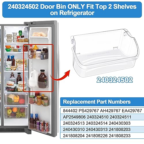 Alvar [2 PACK]Upgraded 240324502 Refrigerator Door Bin Shelf Compatible with Frigidaire Kenmore Refrigerator Door Shelf Parts PS429767, AP2549806, LFSS2312TE0, LFSS2312TF0, FFSS2315TE0, FFSS2315TS0 Door Bin - Image 2
