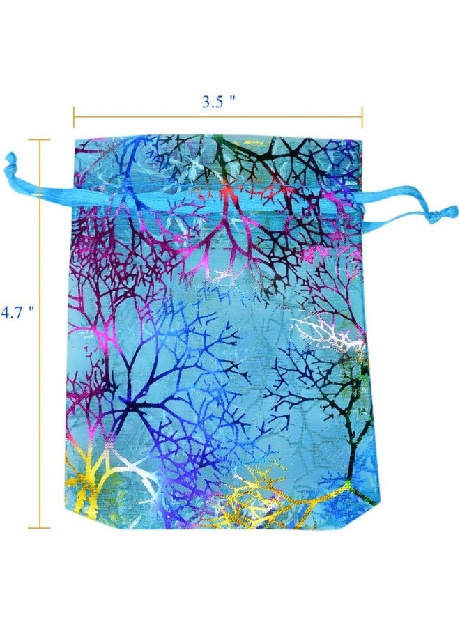 Marrywindix (12x9cm) - 100pcs Coralline Blue Organza Jewellery Pouch Wedding Party Favour Gift Bag 12x9cm - Image 2