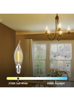 Sigalux E12 Led Bulb Candelabra Base 60 Watt Chandelier Light Bulbs Dimmable, Flame Tip, 4.5W, 500Lm 2700K Soft White, Ca10 Candle Light Bulbs, 12 Packs  - Image 2