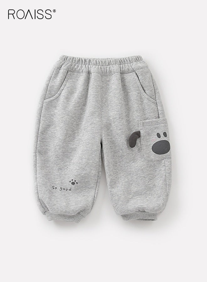 رويس بنطال رياضي للأولاد الصغار، بنطال كرتوني بنقوش حيوانات و 3 جيوب، بنطال بخصر مطاطي وأساور عند الكاحل، مناسب للارتداء اليومي أو أي مناسبة - Image 1