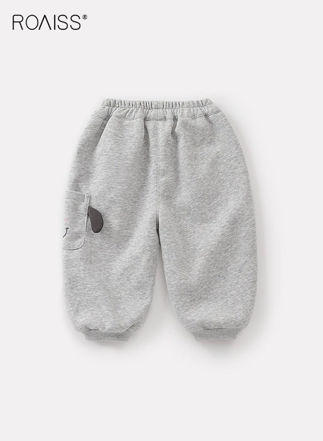 رويس بنطال رياضي للأولاد الصغار، بنطال كرتوني بنقوش حيوانات و 3 جيوب، بنطال بخصر مطاطي وأساور عند الكاحل، مناسب للارتداء اليومي أو أي مناسبة - Image 2