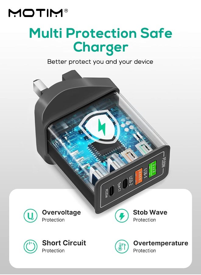 2 Pcs, 40W PD QC 3.0 Type C USB Fast Charger Adapter, 4-Port Fast Charging Hub, Wall Plug Charger for iPhone 16/15/14/13/12, Samsung Galaxy S23/S22, iPad Pro,Laptops, AirPods, Andriods etc