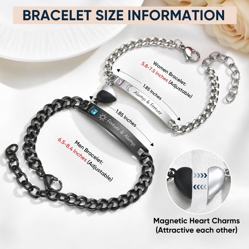 MEALGUET Always & Forever Couple Bracelets - Pinky Promise Always and Forever Engraved Stainless Steel Curb Link Couple Bracelets for Men Women, His and Hers Promise Gift for Boyfriend Girlfriend - Image 4